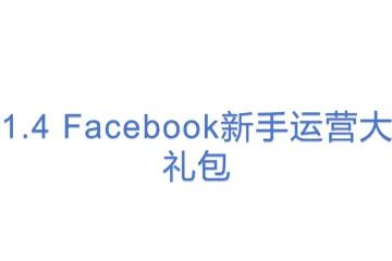 1.4 Facebook新手运营大礼包
