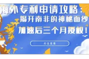 海外专利申请攻略：揭开南非神秘面纱，加速后3个月授权！