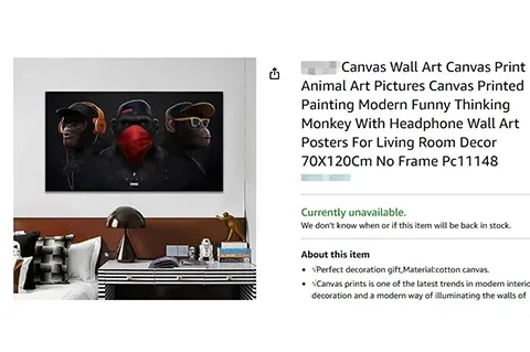 24-cv-11165，keith代理风靡跨境电商平台的Affengeil三只猴子版权画正维权！