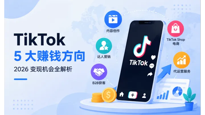 2026 TikTok赚钱方向：5大变现模式，从内容创作到跨境电商全面解析