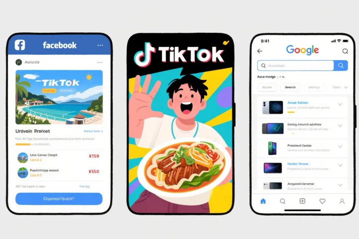 Facebook广告和TikTok/Google的对比