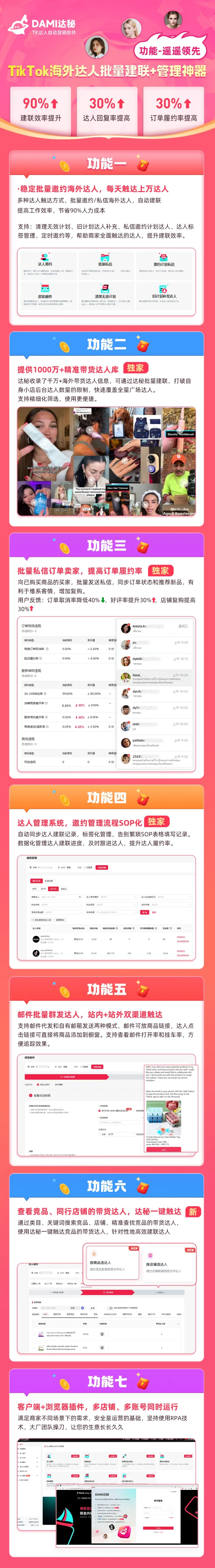 DAMI达秘丨TK达人自动邀约工具-爆单利器