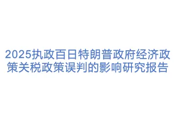 丸红经济研究所：2025执政百日特朗普政府经济政策关税政策误判的影响研究报告英文版