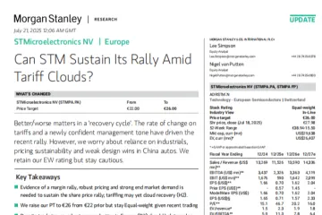 摩根士丹利意法半导体STM.PA-法股公司：研究关税阴云下能否延续涨势目标价上调至26欧元