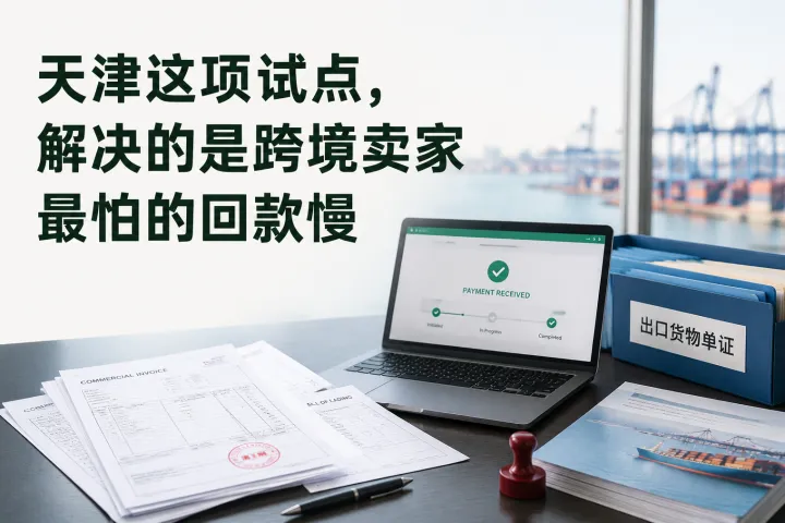 天津这项试点，解决的是跨境卖家最怕的回款慢