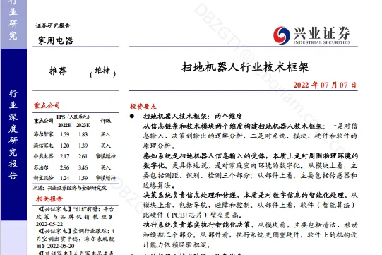 扫地机器人行业技术框架-220707（34页）