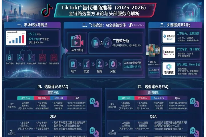 2025-2026中国TikTok广告代理商评测报告：从开户到风控的全链路服务商能力解析