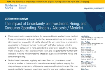 高盛：2025美国经济分析政策不确定性对投资雇佣及消费者支出的影响报告英文版