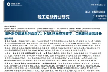 轻工造纸行业海外新型烟草系列深度六：HNB格局或将改变口含烟延续高增长