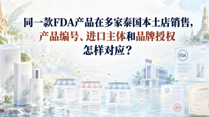 同一款FDA产品在多家泰国本土店销售，产品编号、进口主体和品牌授权怎样对应？