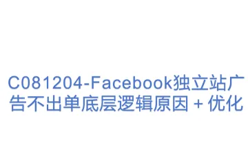 C081204-Facebook独立站广告不出单底层逻辑原因＋优化