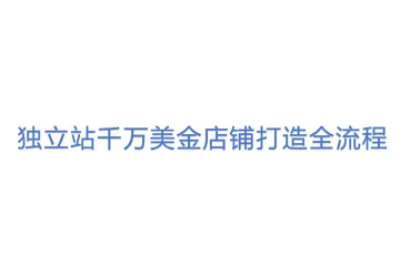 独立站千万美金店铺打造全流程