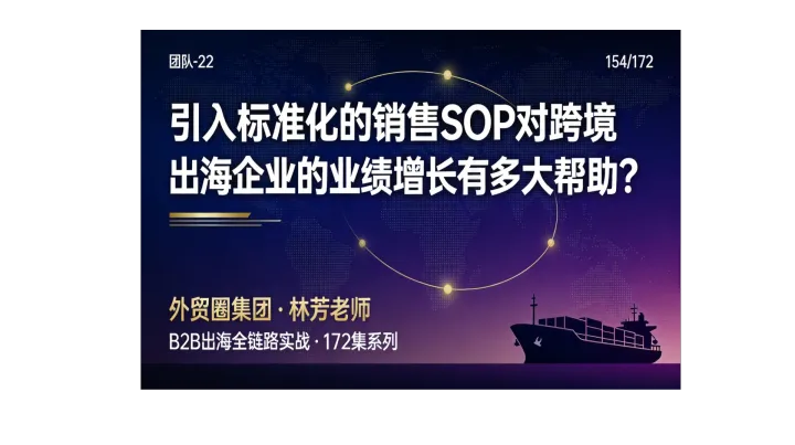 B2B出海154 | 引入标准化的销售SOP对跨境出海企业的业绩增长有多大帮助？