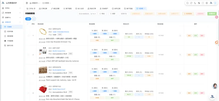 山月ERP美客多ERP丨多平台采集·六国刊登·利润核算低成本工具