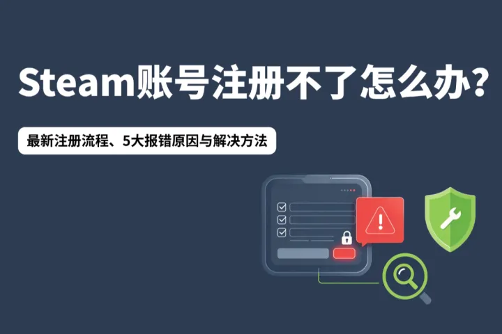 Steam账号注册不了怎么办？最新注册流程、5大报错原因与解决方法