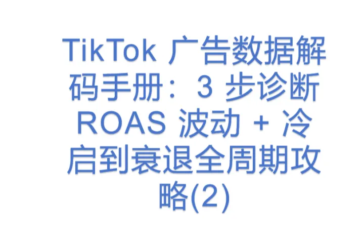 TikTok 广告<em>数据</em>解码手册：3 步诊断 ROAS 波动 + <em>冷</em>启到衰退全周期攻略(2)