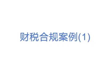 财税合规案例(1)