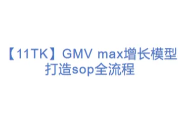【11TK】GMV max增长模型打造sop全流程