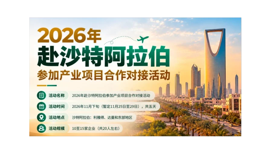 参访指南｜11月沙特：5天对接9个官方机构与千亿级项目方，仅招15家企业