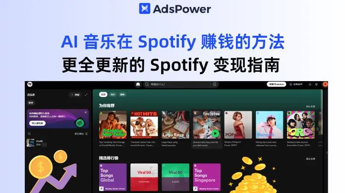 利用 AI 音乐在 Spotify 赚钱的方法，更全更新的 Spotify 变现指南