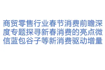 商贸零售行业春节消费前瞻深度专题探寻新春消费的亮点微信蓝包谷子等新消费驱动增量