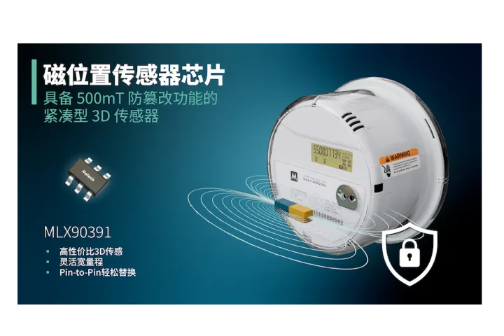 Melexis推出低成本500mT测量范围3D磁力计，助力智能仪表防篡改设计