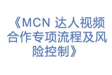 《MCN 达人视频合作专项流程及风险控制》