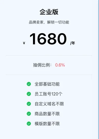 Shoptop企业版套餐优惠券（2元抵200元）