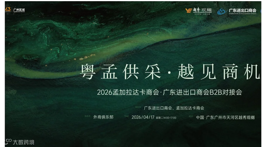 “粤孟供采●越见商机”2026孟加拉达卡商会●广东进出口商会B2B对接会
