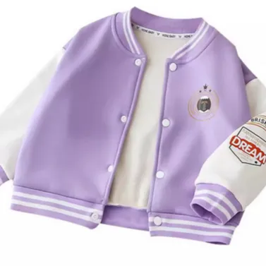 秋冬季男女童加绒外套新款韩版儿童保暖棒球服宽松百搭单上衣