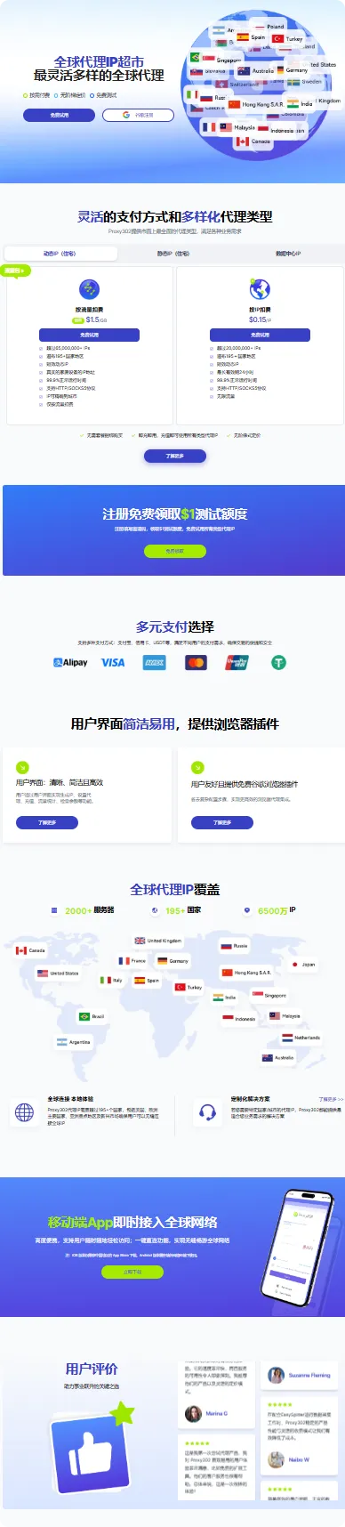 【Proxy302】全球代理IP超市丨多元支付