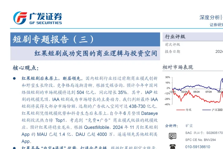 短剧专题报告(三):红果短剧成功突围的商业逻辑与投资空间