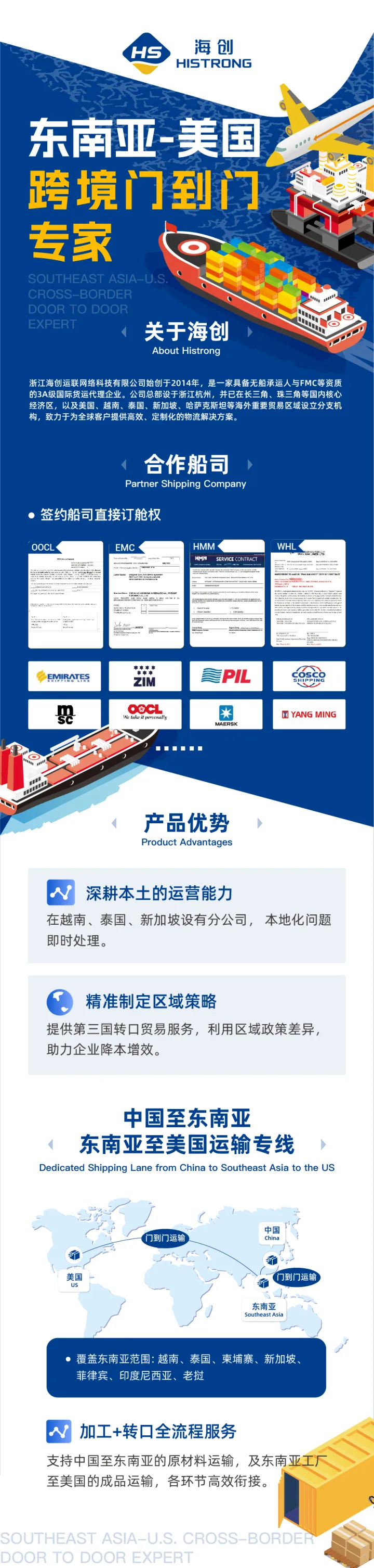 【海创运联】东南亚-美国跨境门到门专线