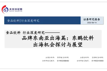食品饮料 行业深度研究—品牌东南亚出海篇：东鹏饮料出海机会探讨与展望
