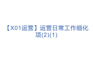 【X01运营】运营日常工作细化项(2)(1)