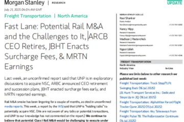 摩根士丹利：北美货运物流行业研究：铁路并购传闻再起