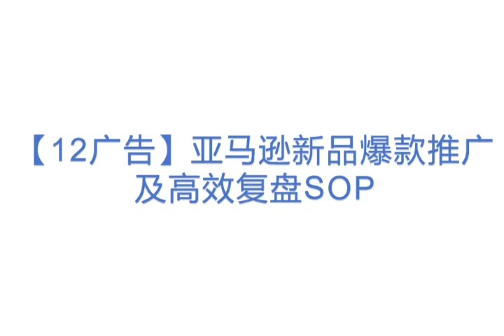 【<em>12</em>广告】亚马逊新品爆款推广及高效复盘SOP