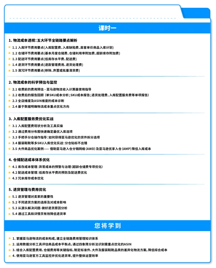 亚马逊官方课堂—亚马逊物流（FBA）成本管理：降本增效实战