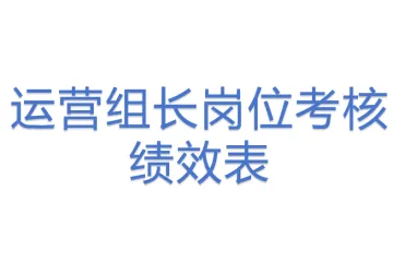 运营组长岗位考核绩效表