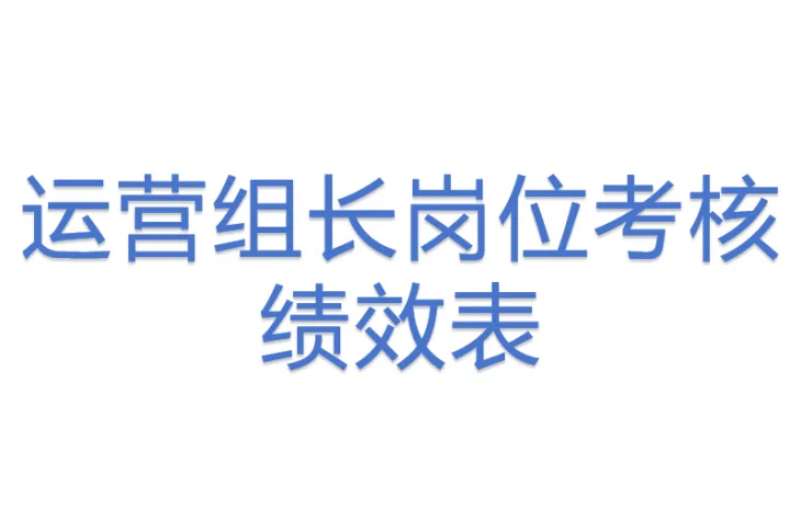 运营组长岗位考核绩效表