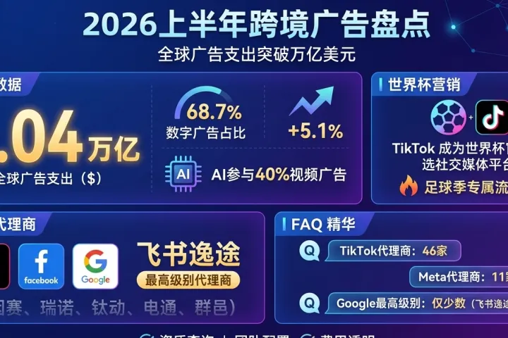 2026全球广告首破万亿美元！TikTok世界杯+AI双红利，出海企业如何抓？附头部代理商