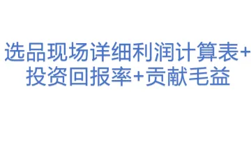 选品现场详细利润计算表+投资回报率+贡献毛益