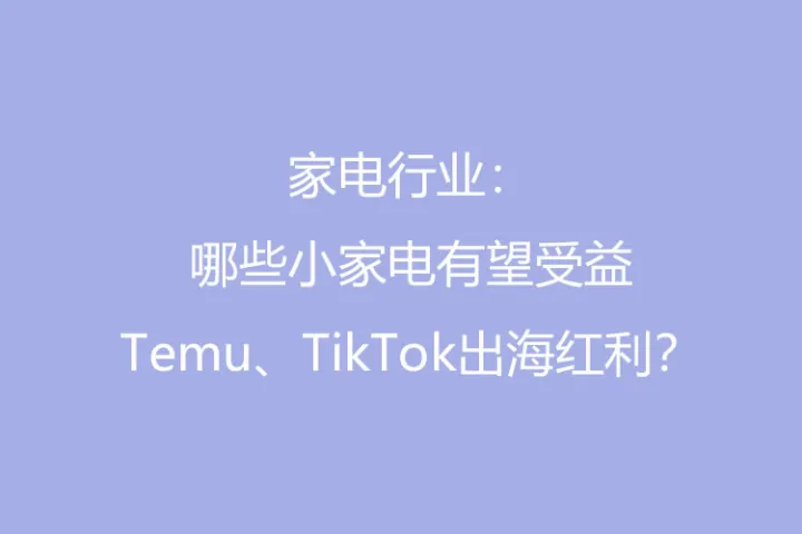 家电行业：哪些小家电有望受益Temu、TikTok出海红利？