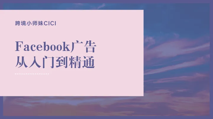 cici分享PPT《掌握Facebook广告投放原理，实现精准引流和受众挖掘》