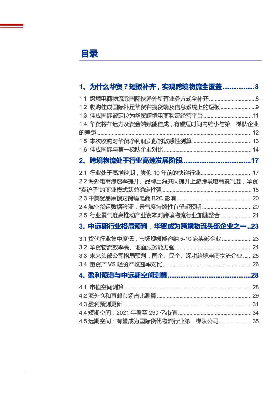 精选2021年跨境电商战略布局及华贸物流公司发展机会分析报告32页_大数跨境