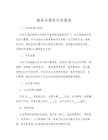 税务合规性评估报告