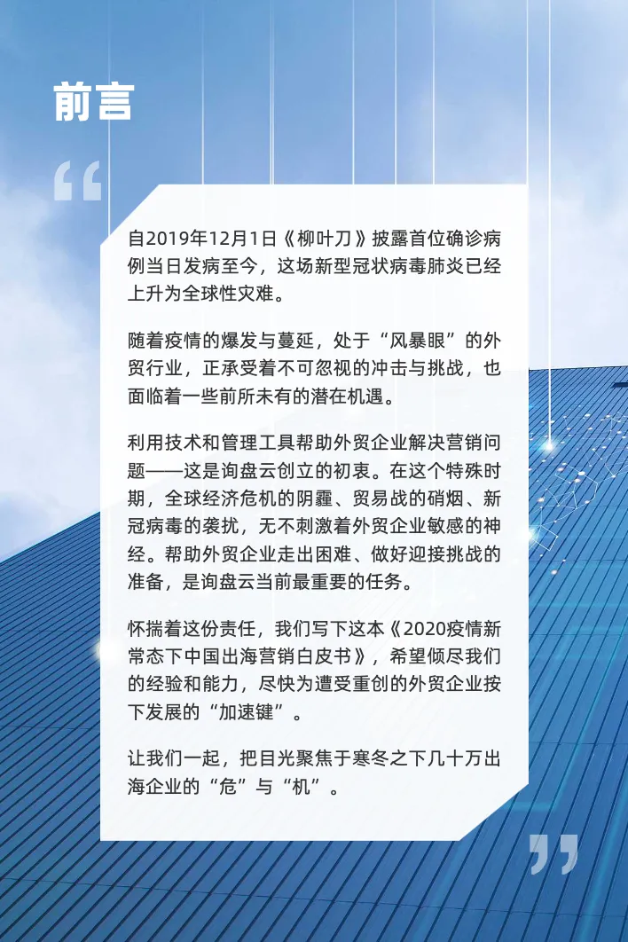 询盘云2020疫情新常态下中国出海营销白皮书_大数跨境