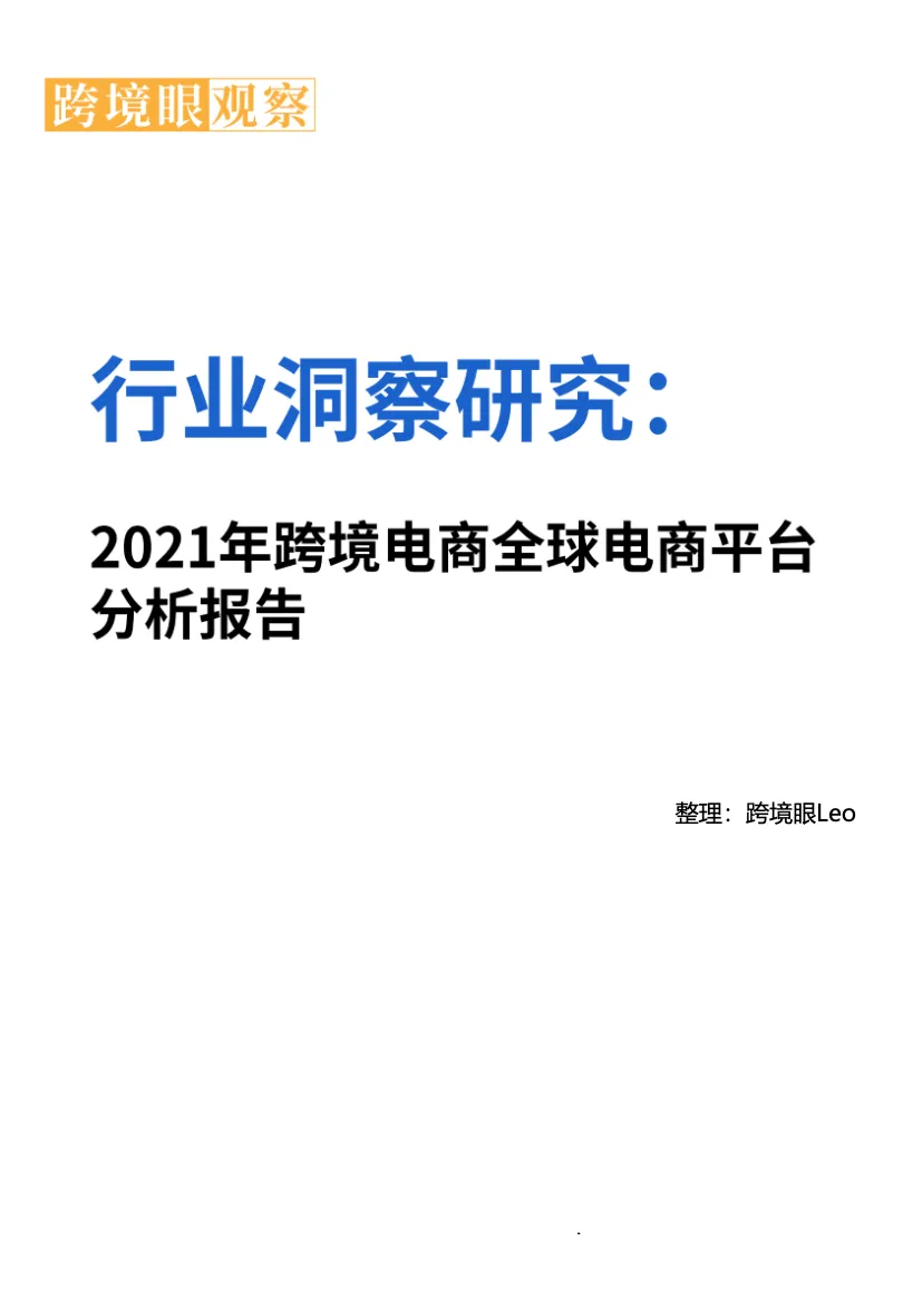 2021年跨境电商全球电商平台分析报告-跨境电商报告-大数跨境
