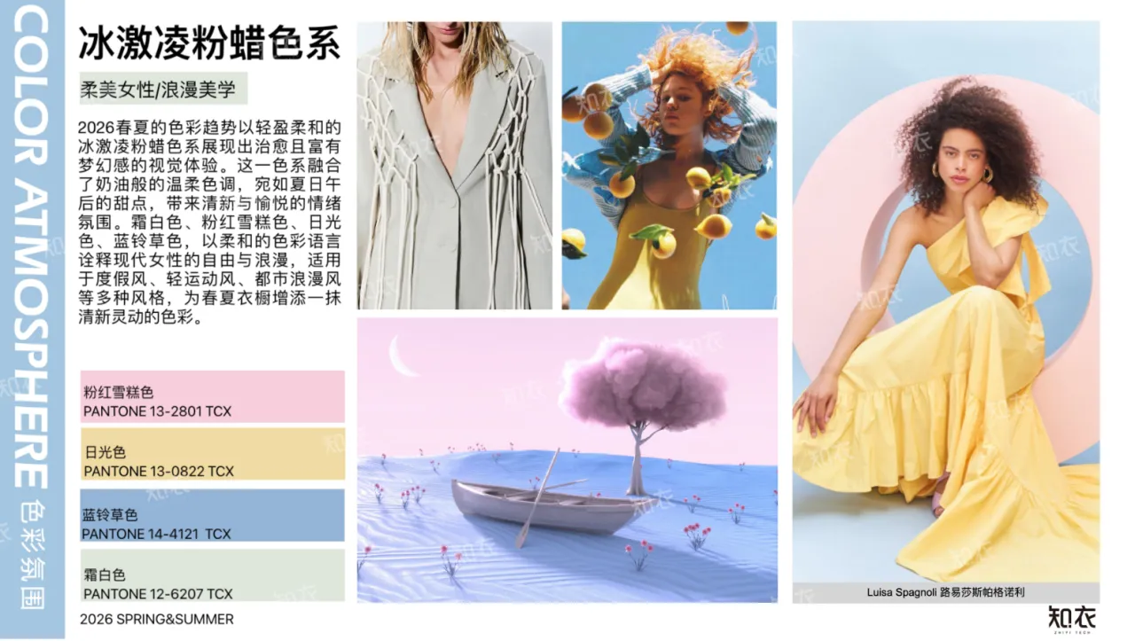 知衣科技2026春夏女装色彩运用冰激凌粉蜡色系报告11页_大数跨境