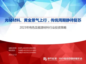 2023年有色及能源材料行业投资策略:光储材料、黄金景气上行,传统周期静待复苏-20221213-申万宏源-72页